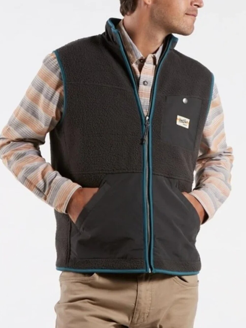 Howler Bros. Chisos Fleece Vest XL Gray Blue Trim